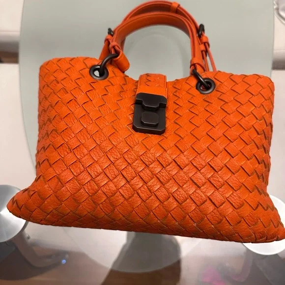 Bottega Veneta Orange Woven Leather Tote - Picture 6 of 15